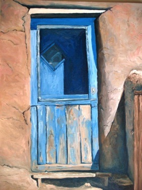 Blue Door with Window
oil on canvas
18” x 12”
